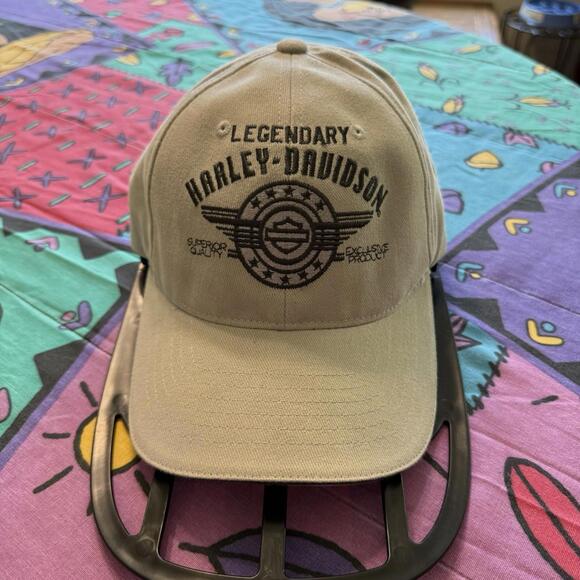 Other - Vintage 00s Harley Davidson Embroidered Grey Biker Cap Hat OSFA